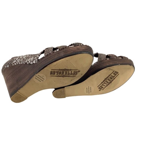 Seychelles Womens Open-Toe Snake Print Wedge Heels Size 7 Brown - Picture 6 of 7